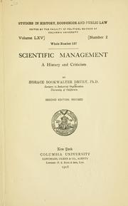 Cover of: Scientific management | Horace Bookwalter Drury