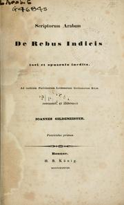 Cover of: Scriptorum Arabum de Rebus Indicis loci et opuscula inedita by Johann Gildemeister