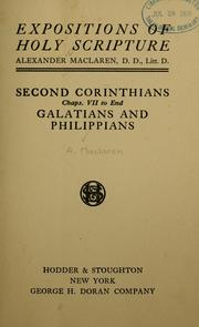 Cover of: Second Corinthians, Chapters VII to end, Galatians and Philippians