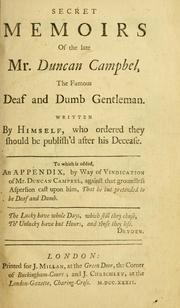 Cover of: Secret memoirs of the late Mr. Duncan Campbel [sic], the famous deaf and dumb gentleman