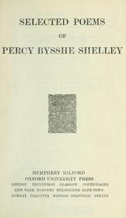 Cover of: Selected poems of Percy Bysshe Shelley. by Percy Bysshe Shelley