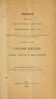 Cover of: A sermon preached in the Second Presbyterian church, Albany, Sabbath evening, May 11, 1834 ... by Sprague, William Buell