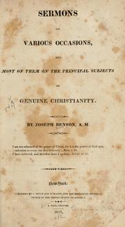 Cover of: Sermons on various occasions | Joseph Benson