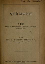 Cover of: Sermons: a paper read at the Church Congress, Brighton, October, 1901