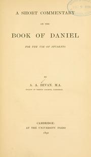 Cover of: A short commentary on the book of Daniel: for the use of students