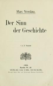 Cover of: Der sinn der geschichte. by Nordau, Max Simon