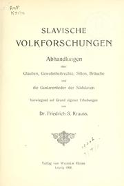 Cover of: Slavische Volkforschungen by Krauss, Friedrich S.