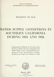 Cover of: Water supply conditions in southern California during 1955 and 1956.