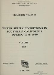 Cover of: Water supply conditions in southern California during 1958-1959.