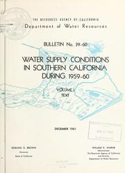 Cover of: Water supply conditions in southern California during 1959-1960.