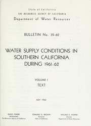 Cover of: Water supply conditions in southern California during 1961-1962.