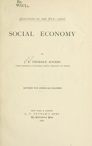 Cover of: Social economy | Rogers, James E. Thorold