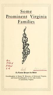 Some prominent Virginia families by Louise Pecquet du Bellet