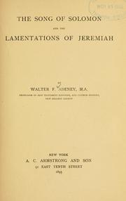 Cover of: The Song of Solomon: and the Lamentations of Jeremiah.