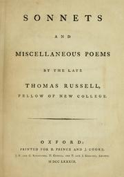 Cover of: Sonnets and miscellaneous poems