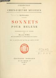 Cover of: Sonnets pour Hélène.: Introd. et notes de Roger Sorg; avec un port. gravé sur bois par Achille Ouvré.
