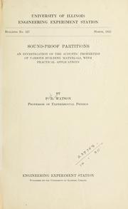 Cover of: Sound-proof partitions by Floyd Rowe Watson