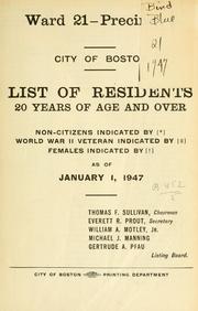 Cover of: List of residents. [title may vary]. by Boston, Massachusetts. Election Department.