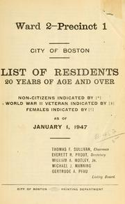 Cover of: List of residents. [title may vary]. by Boston, Massachusetts. Election Department., Boston, Massachusetts. Election Department.