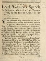 Cover of: Lord Belhaven's speech in Parliament the 15th day of November 1706, on the second article of the treaty.