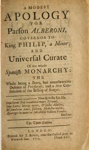 Cover of: modest apology for Parson Alberoni ... the whole being a ... defence of priestcraft and a new confutation of the Bishop of Bangor.