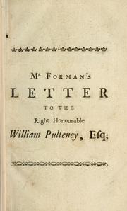 Cover of: Mr Forman's letter to the Right Honourable William Pulteney, Esq. by Charles Forman