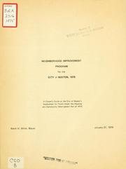 Neighborhood improvement program 1978-1979 community development block grant and neighborhood capital improvement budgets