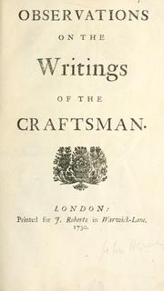 Cover of: Observations on the writings of the Craftsman.