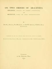 Cover of: On two orders of Arachnida: Opiliones: especially the suborder Cyphophthalmi, and Ricinulei, namely the family Cryptostemmatoidae.