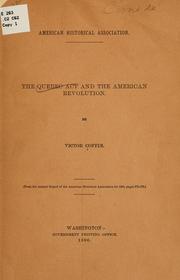 Cover of: Quebec act and the American revolution. | Victor Coffin