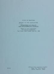 Cover of: Department of Health and Environmental Sciences, report on the examination of financial statements two fiscal years ended June 30, 1982