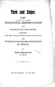 Cover of: Tieck und Solger