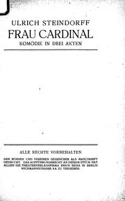 Cover of: Frau Cardinal: Komödie in drei Akten