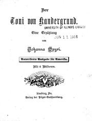 Cover of: Der Toni von Kandergrund by von Johanna Spyri.