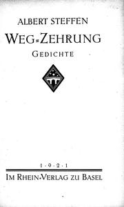 Cover of: Weg-Zehrung by Albert Steffen.