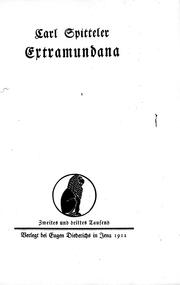 Cover of: Extramundana by Carl Spitteler.