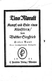 Cover of: Tino Moralt: Kampf und Ende eines Künstlers