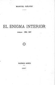 Cover of: El enigma interior by Manuel Gálvez.