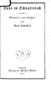 Hans im Schnakenloch by René Schickele