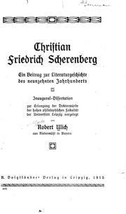 Cover of: Christian Friedrich Scherenberg: ein Beitrag zur Literaturgeschichte des neunzehnten Jahrhunderts