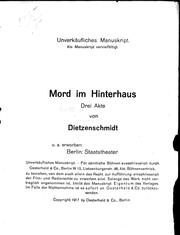 Cover of: Mord im Hinterhaus: drei Akte