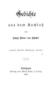 Cover of: Gedichte aus dem Nachlass