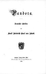 Cover of: Pandora by von Adolf Friedrich Graf von Schack.