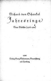 Cover of: Jahresringe: neue Gedichte (1918-1921)