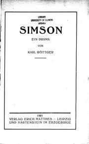 Cover of: Simson: ein Drama