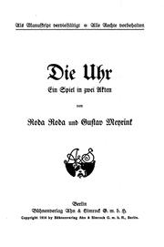 Cover of: Die Uhr by von Roda Roda und Gustav Meyrink.