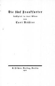 Cover of: Die fünf Frankfurter: Lustspiel in drei Akten