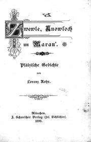 Cover of: Zwewle, Knowloch un Marau by von Lorenz Rohr.