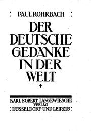 Cover of: Der deutsche Gedanke in der Welt by Paul Rohrbach.