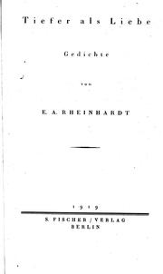 Cover of: Tiefer als Liebe by von E.A. Rheinhardt.